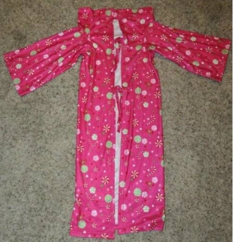 Girls Candy Robe Blanket Ages 3-6 Wearable Fleece Sleeves Holiday Pink Wrappie